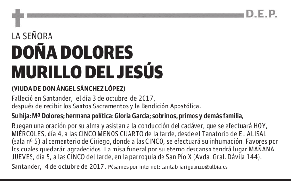 DOÑA DOLORES MURILLO DEL JESÚS