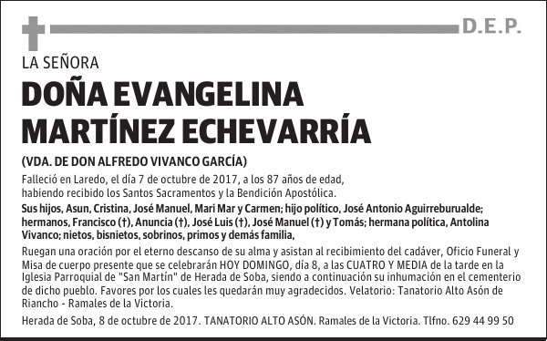 DOÑA EVANGELINA MARTÍNEZ ECHEVARRÍA