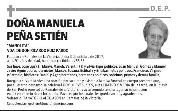 DONA MANUELA PEÑA SETIEN