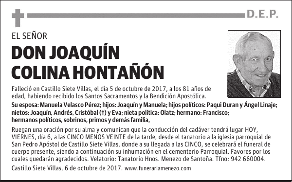 Don Joaquín Colina Hontañon