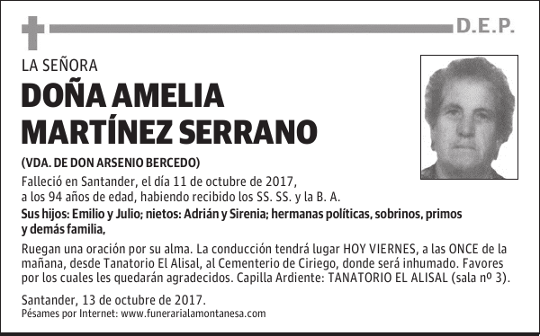 DOÑA AMELIA MARTÍNEZ SERRANO