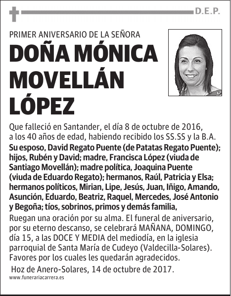DOÑA MONICA MOVELLAN LOPEZ