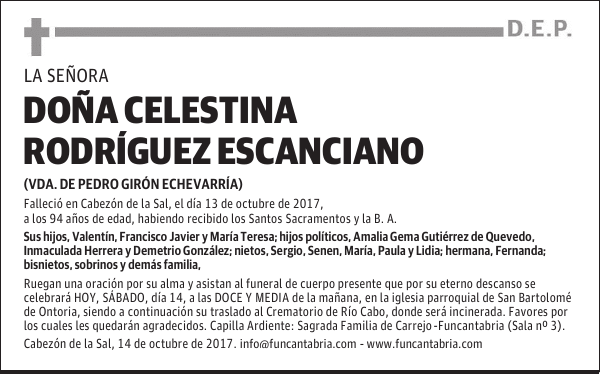 Doña Celestina Rodríguez Escanciano