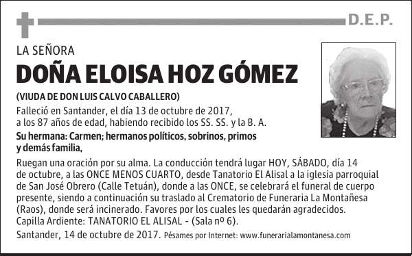 DOÑA ELOISA HOZ GÓMEZ