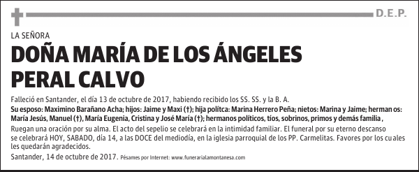 DOÑA MARÍA DE LOS ÁNGELES PERAL CALVO