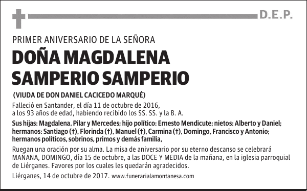 Doña Magdalena Samperio Samperio