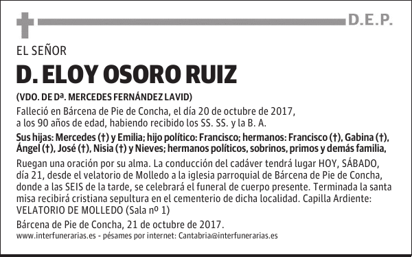 D, ELOY OSORO RUIZ