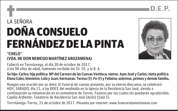 DOÑA CONSUELO FERNÁNDEZ DE LA PINTA