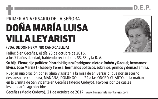 DOÑA MARIA LUISA VILLA LEYARISTI