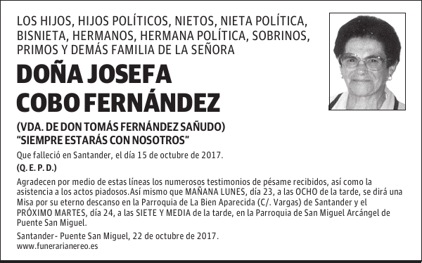 DOÑA JOSEFA COBO FERNÁNDEZ