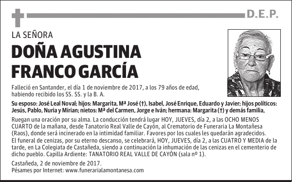 DOÑA AGUSTINA FRANCO GARCÍA