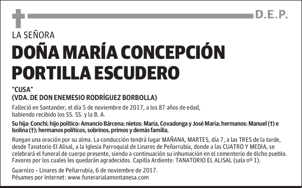 DOÑA MARÍA CONCEPCIÓN PORTILLA ESCUDERO