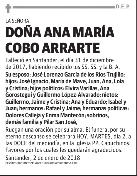 DOÑA ANA MARÍA COBO ARRARTE
