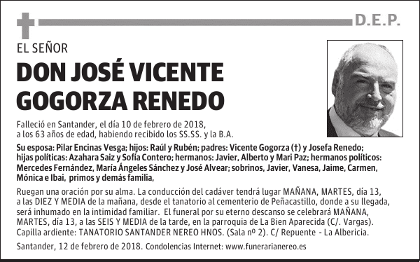 DON JOSÉ VICENTE GOGORZA RENEDO