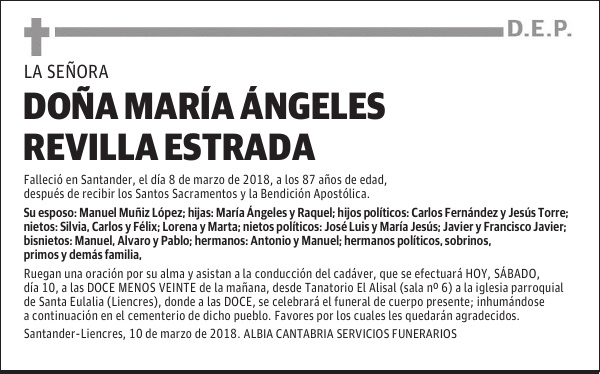 DOÑA MARÍA ANGELES REVILLA ESTRADA