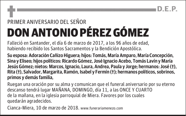 DON ANTONIO PÉREZ GÓMEZ