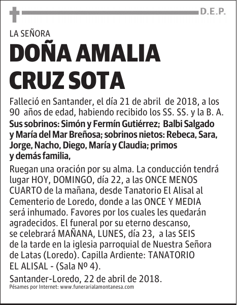 DOÑA AMALIA CRUZ SOTA
