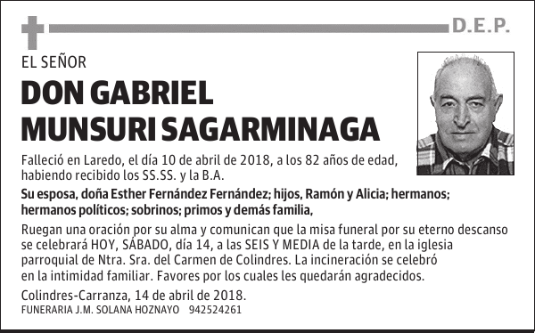 DON GABRIEL MUNSURI SAGARMINAGA
