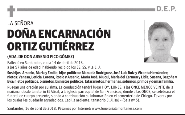 DOÑA ENCARNACIÓN ORTIZ GUTIÉRREZ