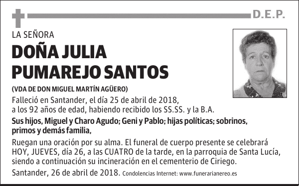 DOÑA JULIA PUMAREJO SANTOS