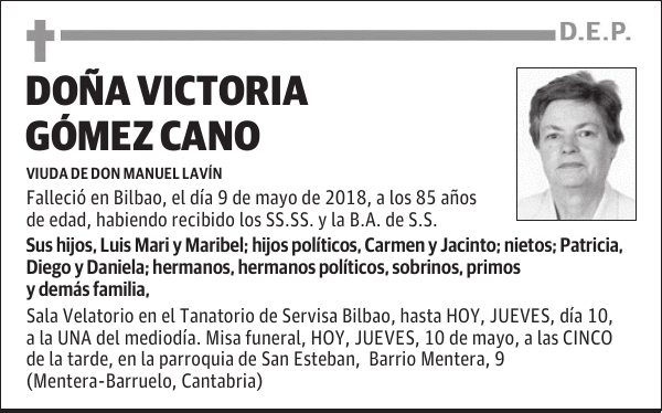 DOÑA VICTORIA GÓMEZ CANO