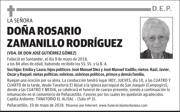 DOÑA ROSARIO ZAMANILLO RODRÍGUEZ