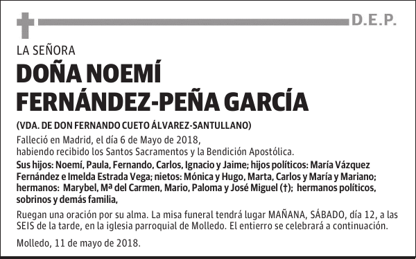 DOÑA NOEMÍ FERNÁNDEZ-PEÑA GARCÍA