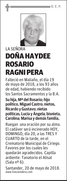 Doña Haydee Rosario Ragni Pera
