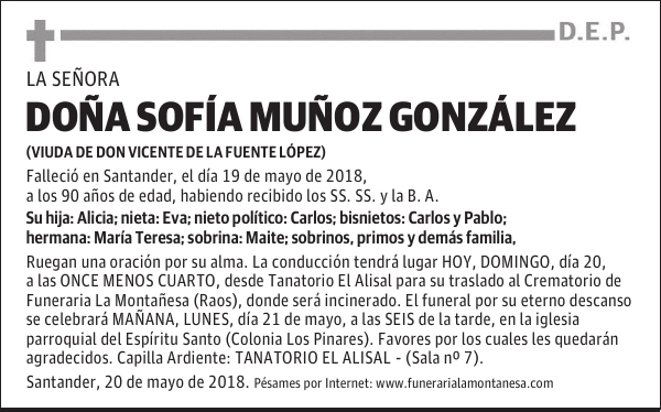 DOÑA SOFÍA MUÑOZ GONZÁLEZ