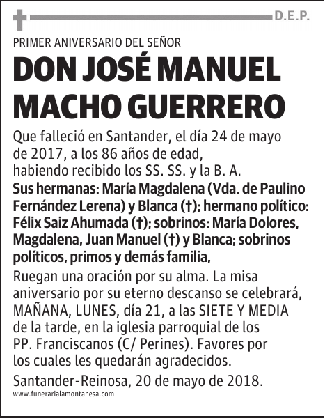 DON JOSÉ MANUEL MACHO GUERRERO