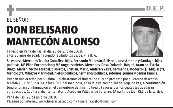 DON BELISARIO MANTECÓN ALONSO