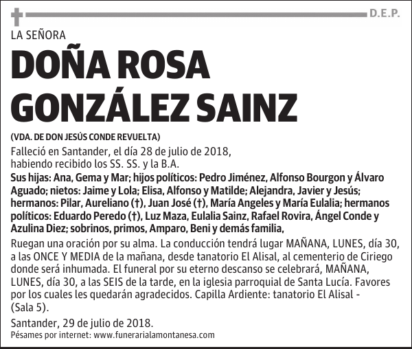 DOÑA ROSA GONZÁLEZ SAINZ