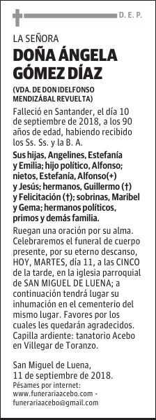 DOÑA ÁNGELA GÓMEZ DÍAZ