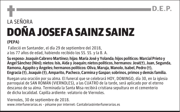 DOÑA JOSEFA SAINZ SAINZ