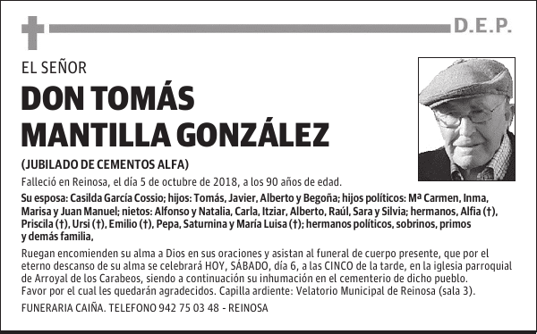 D. TOMAS MANTILLA GONZÁLEZ