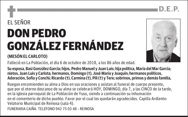 D. PEDRO GONZÁLEZ FERNÁNDEZ