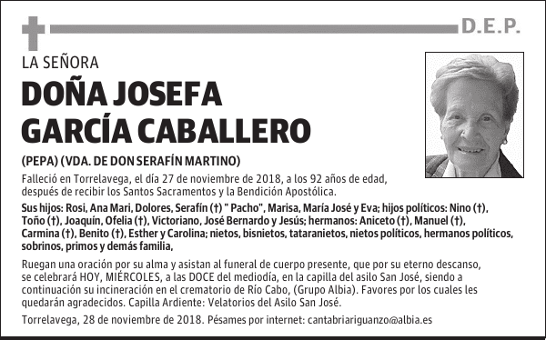 DOÑA JOSEFA GARCÍA CABALLERO