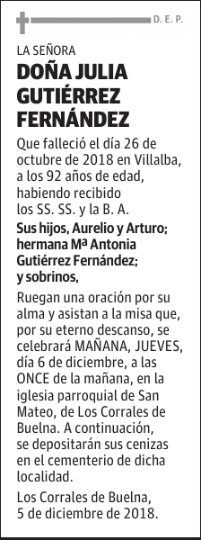 DOÑA JULIA GUTIÉRREZ FERNÁNDEZ