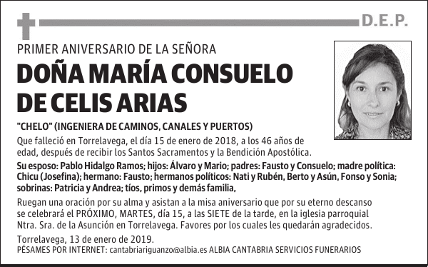 DOÑA Ma CONSUELO DE CELIS ARIAS