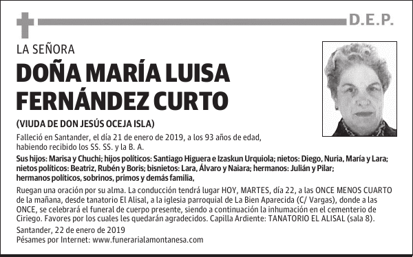 DOÑA MARÍA LUISA FERNÁNDEZ CURTO