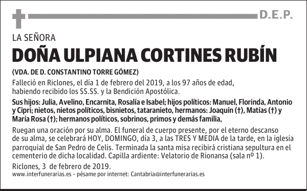 DOÑA ULPIANA CORTINES RUBÍN