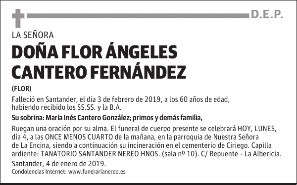 DOÑA FLOR ÁNGELES CANTERO FERNÁNDEZ