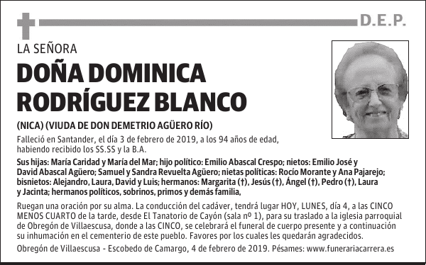 DOÑA DOMINICA RODRIGUEZ BLANCO