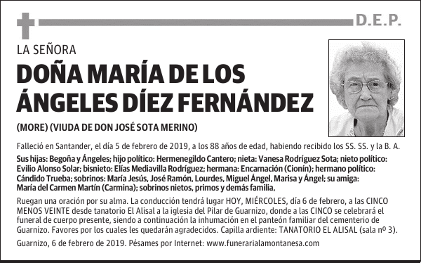 DOÑA MARÍA DE LOS ÁNGELES DÍEZ FERNÁNDEZ