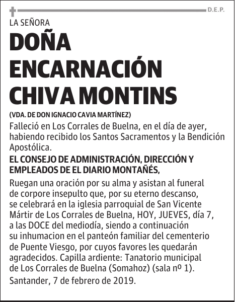 DOÑA ENCARNACIÓN CHIVA MONTINS