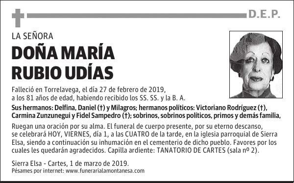 DOÑA MARÍA RUBIO UDÍAS