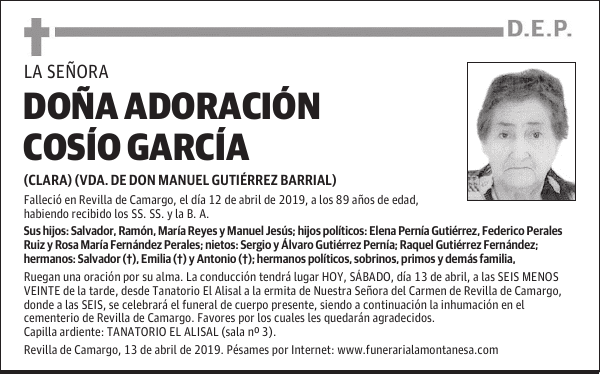 DOÑA ADORACIÓN COSÍO GARCÍA