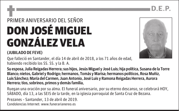DON JOSÉ MIGUEL GONZÁLEZ VELA