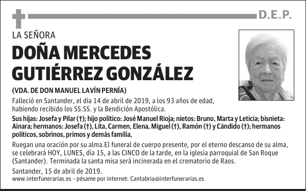DOÑA MERCEDES GUTIÉRREZ GONZÁLEZ