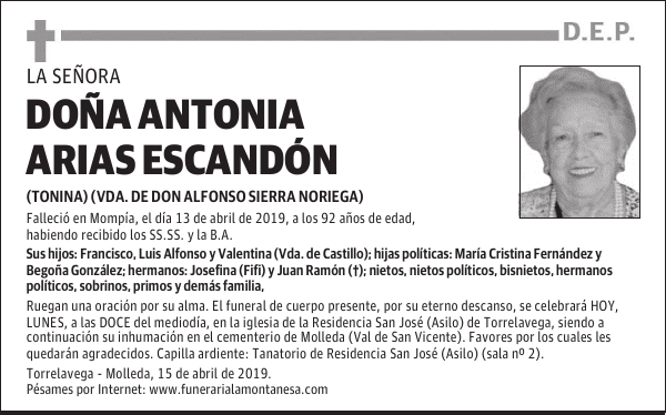 DOÑA ANTONIA ARIAS ESCANDÓN